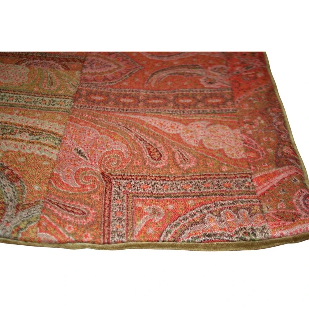 VTG Pottery Barn Paisley Wool Velvet Euro Pillow Cover 26×26‎ Autumn Boho Global